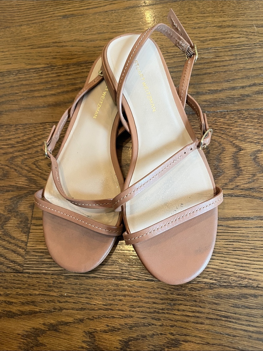 Stuart Weitzman Nude Tan Leather Slingback Sandals 6